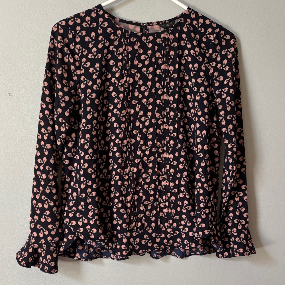 Ann Taylor Black and Pink Patterned Blouse
